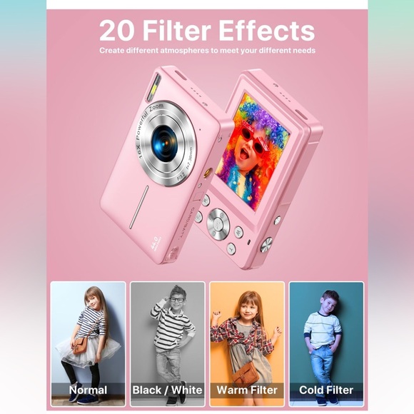 Digital Camera, FHD 1080P with 32GB SD Card 16X Digital Zoom - Pink - Picture 3 of 9